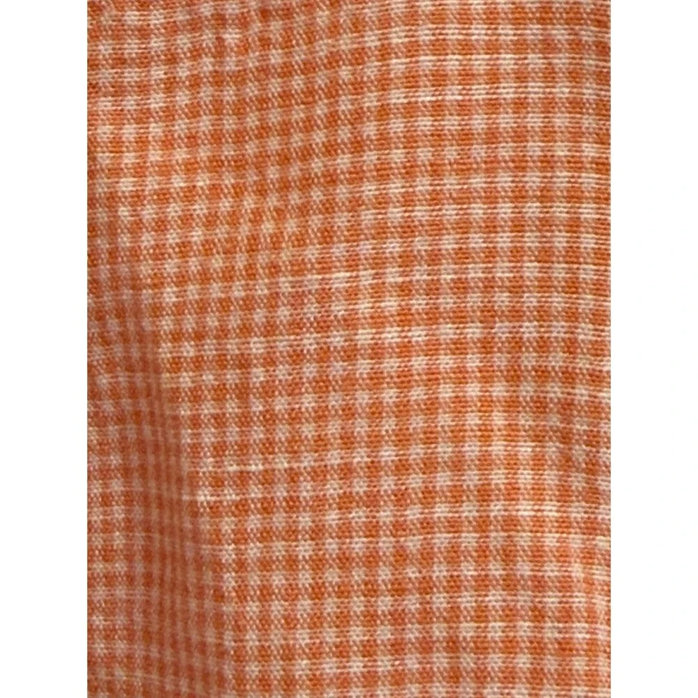Tommy Bahama Button Down Mens L Orange Excellent Linen Blend Gingham Shirt